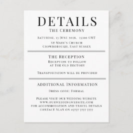 Minimalist Wedding Details Card | エレガントな編集可能なデザイン アドバイスカード