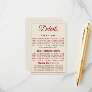 Minimalist Wedding Details Card  エンクロージャーカード