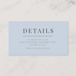Minimalist Wedding Details Card | Dusky Blue エンクロージャーカード