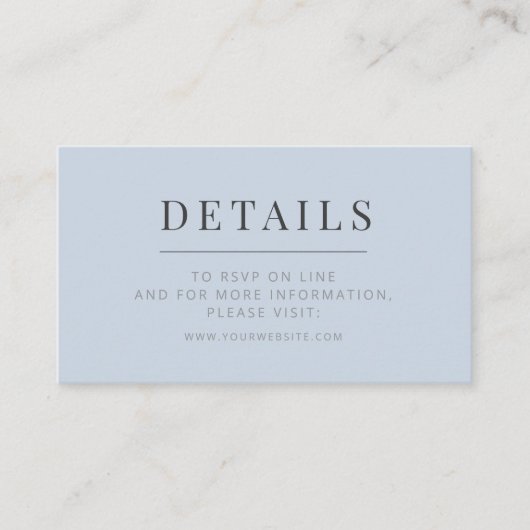 Minimalist Wedding Details Card | Dusky Blue エンクロージャーカード (正面)