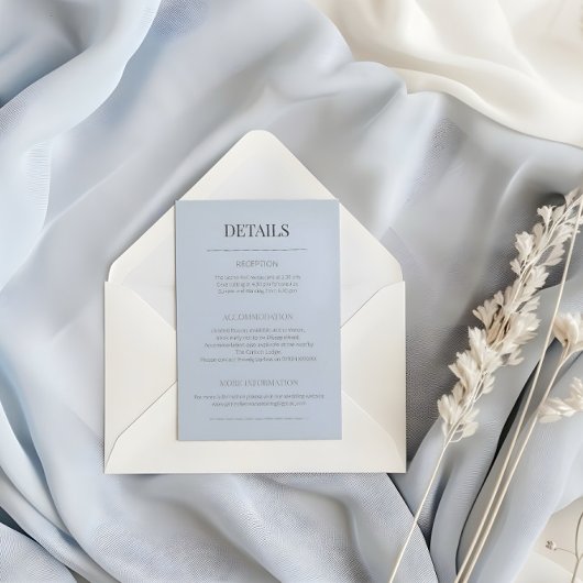 Minimalist Wedding Details Card Dusky Blue エンクロージャーカード