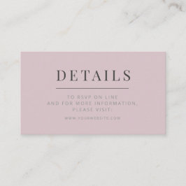 Minimalist Wedding Details Card Dusky Rose エンクロージャーカード