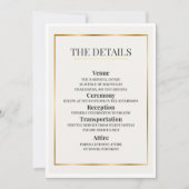 Minimalist Wedding Details Card – Gold Border 招待状 (正面)