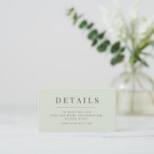 Minimalist Wedding Details Card | Pale Sage エンクロージャーカード (スタンド正面)
