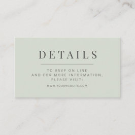 Minimalist Wedding Details Card | Pale Sage エンクロージャーカード