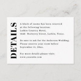 Minimalist Wedding Details | Hotel & Accommodation エンクロージャーカード