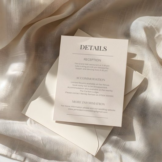 Minimalist Wedding Details Soft Latte エンクロージャーカード