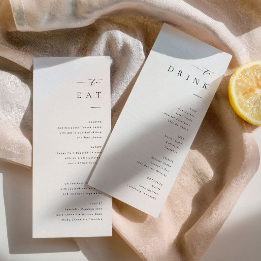 Minimalist Wedding Dinner and Drink Menu メニュー