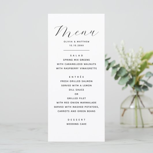 Minimalist Wedding | Elegant Chic Reception Dinner メニュー (スタンド正面)