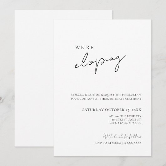 Minimalist Wedding Elopement Invitation 招待状 (正面/裏面)