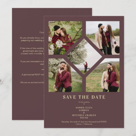 Minimalist Wedding Fancy 5 Photos Collage (正面/裏面)
