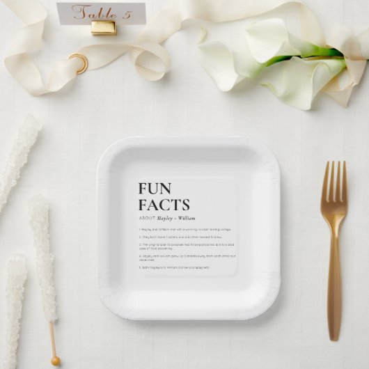 Minimalist Wedding Fun Facts ペーパープレート (ウェディング)