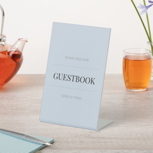 Minimalist Wedding Guest Book Dusky Blue 台座サイン (インサイチュ)
