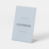 Minimalist Wedding Guest Book Dusky Blue 台座サイン (正面)
