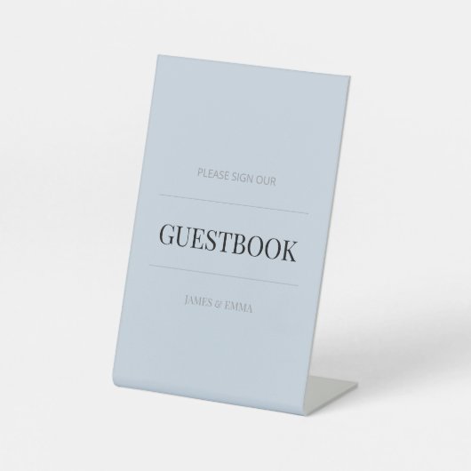 Minimalist Wedding Guest Book Dusky Blue 台座サイン (正面)