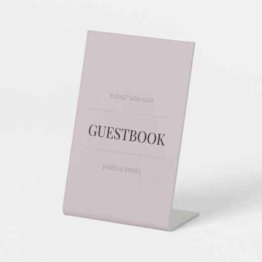 Minimalist Wedding Guest Book Dusky Rose 台座サイン (正面)