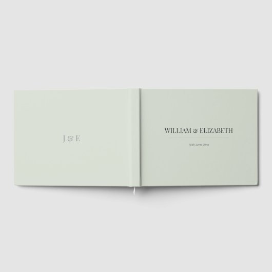Minimalist Wedding Guest Book | Pale Sage Green ゲストブック (全面)