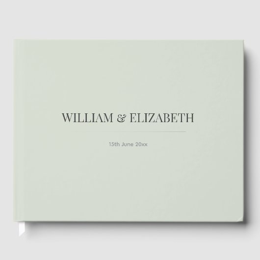 Minimalist Wedding Guest Book | Pale Sage Green ゲストブック (正面)