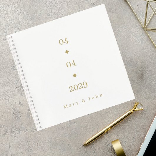 Minimalist Wedding Guest Book with Gold Lettering ノートブック