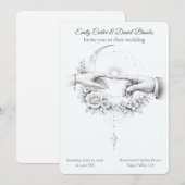 Minimalist Wedding Hands Romantic Couple 招待状 (正面/裏面)