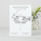 Minimalist Wedding Hands Romantic Couple 招待状 (スタンド正面)