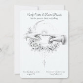 Minimalist Wedding Hands Romantic Couple 招待状 (正面)