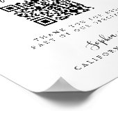 Minimalist Wedding Honeymoon Fund QR Code Sign ポスター (角)