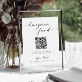 Minimalist Wedding Honeymoon Fund QR Code Sign ポスター