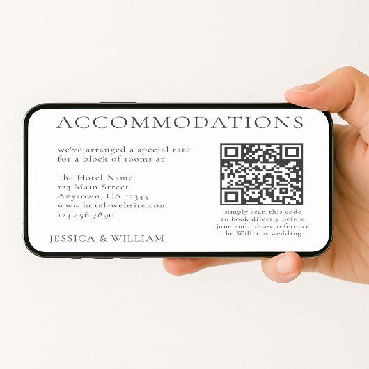 Minimalist Wedding Hotel Accommodation QR Code カード
