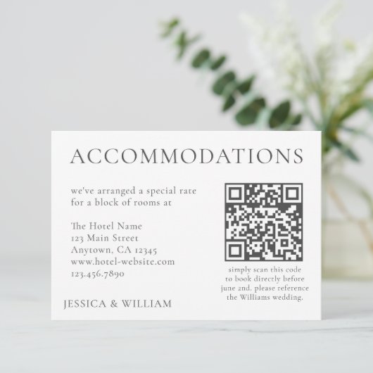 Minimalist Wedding Hotel Accommodation QR Code カード (スタンド正面)