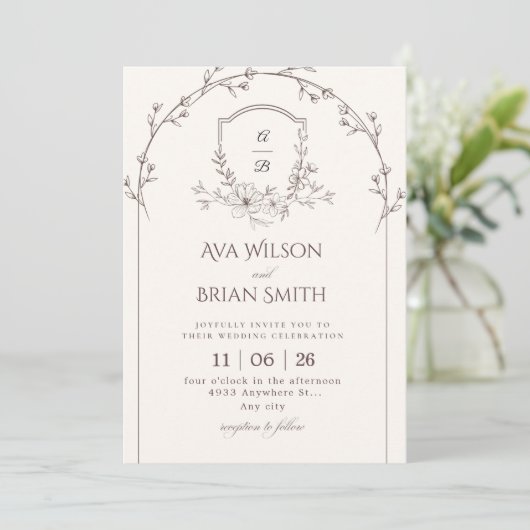 Minimalist Wedding Invitation 招待状 (スタンド正面)