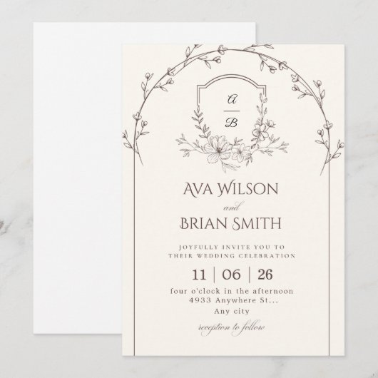 Minimalist Wedding Invitation 招待状 (正面/裏面)