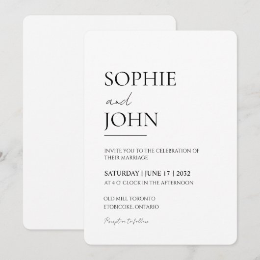 Minimalist Wedding Invitation Bundle Qr Code, Mini 招待状 (正面/裏面)