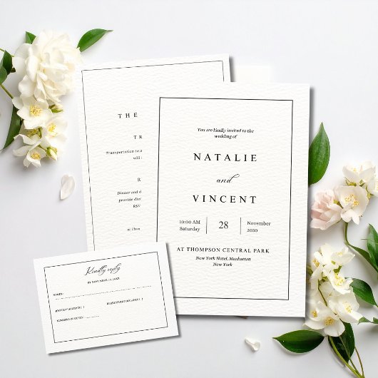 Minimalist Wedding Invitation Neutral Elegant Chic 招待状