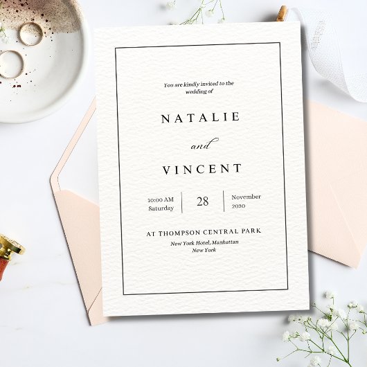Minimalist Wedding Invitation Neutral Elegant Chic 招待状