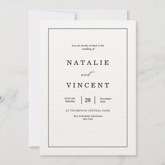 Minimalist Wedding Invitation Neutral Elegant Chic 招待状 (正面)