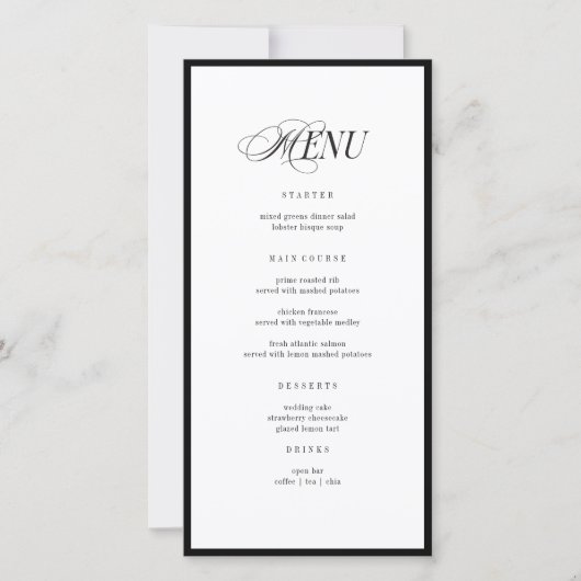 Minimalist Wedding Menu and Thank You Note サンキューカード (正面)