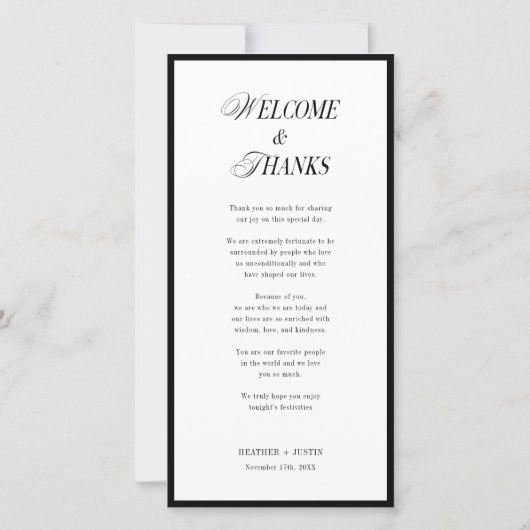 Minimalist Wedding Menu and Thank You Note サンキューカード (裏面)