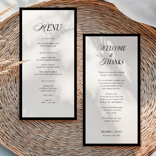Minimalist Wedding Menu and Thank You Note サンキューカード