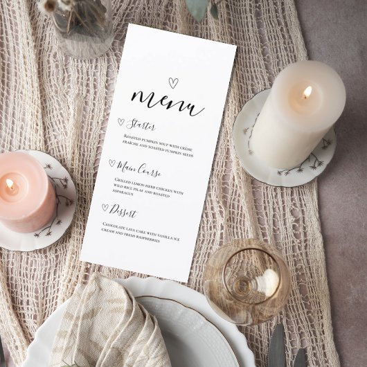 Minimalist Wedding Menu Card メニュー