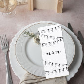 Minimalist Wedding Menu Card with String Lights メニュー