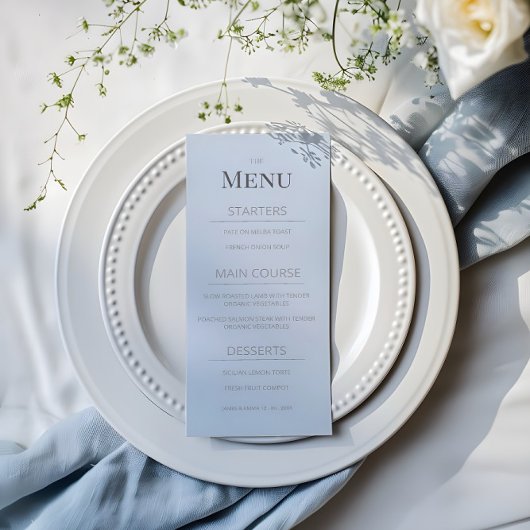 Minimalist Wedding Menu | Dusky Blue メニュー