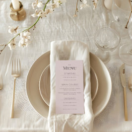 Minimalist Wedding Menu Dusky Rose メニュー