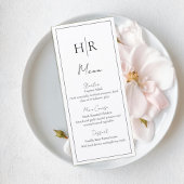 Minimalist Wedding Menu Sign with Monogram メニュー
