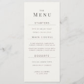 Minimalist Wedding Menu | Warm White メニュー (正面)