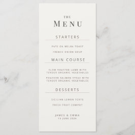 Minimalist Wedding Menu | Warm White メニュー