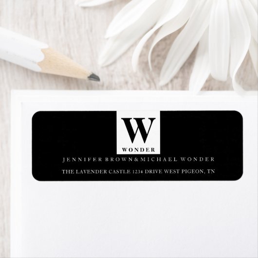 Minimalist Wedding Monogram Black ラベル (インサイチュ)