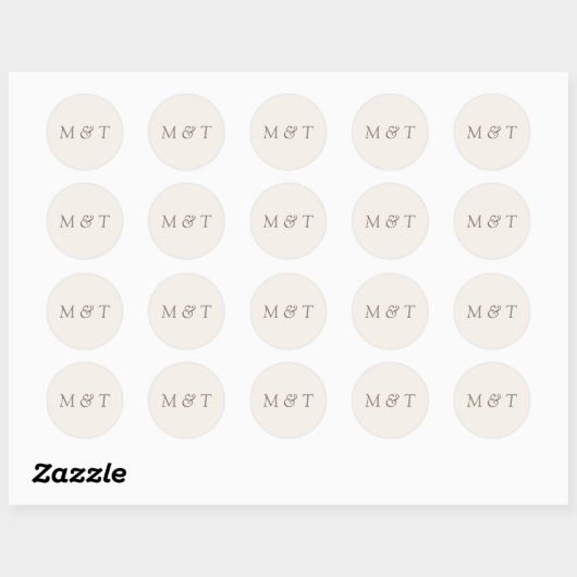 Minimalist Wedding Monogram Envelope Seal Sticker ラウンドシール (シート)