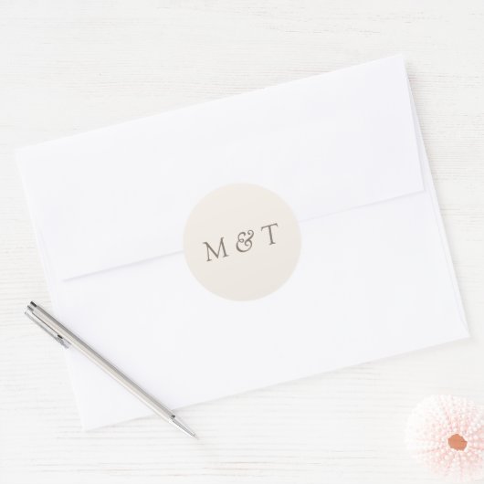 Minimalist Wedding Monogram Envelope Seal Sticker ラウンドシール (封筒)