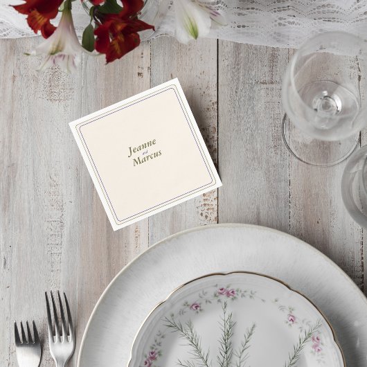 Minimalist Wedding Napkin with Names スタンダードカクテルナプキン